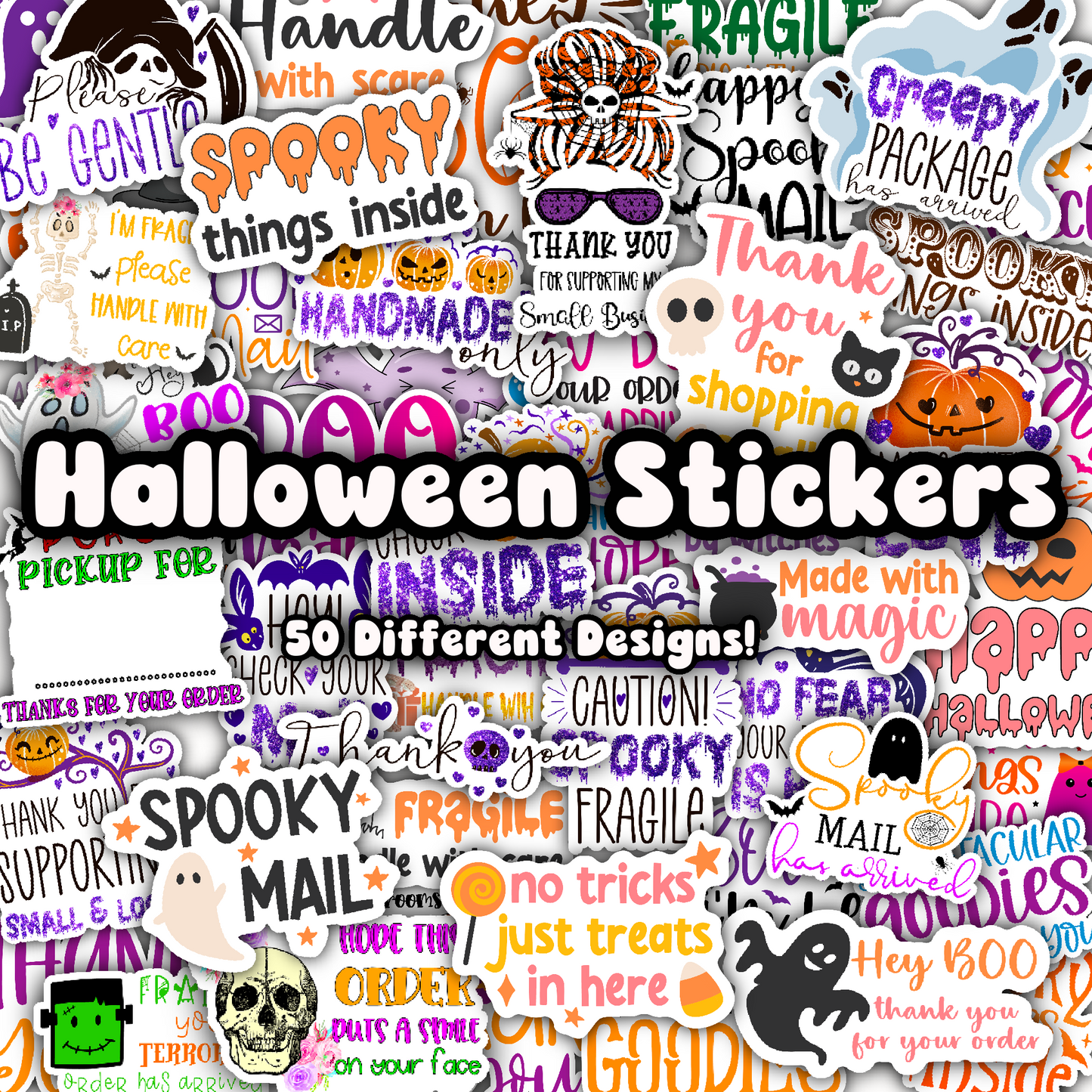 Colorful Halloween Packaging Stickers (50 count)