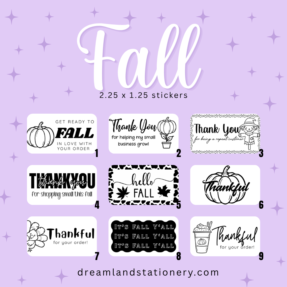 Fall Packaging Stickers (100 count-1.25x2.25 Stickers)