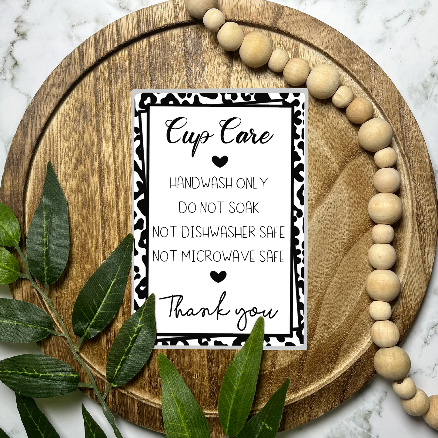 Cup Care Instructions (50 count-4x6 Stickers)