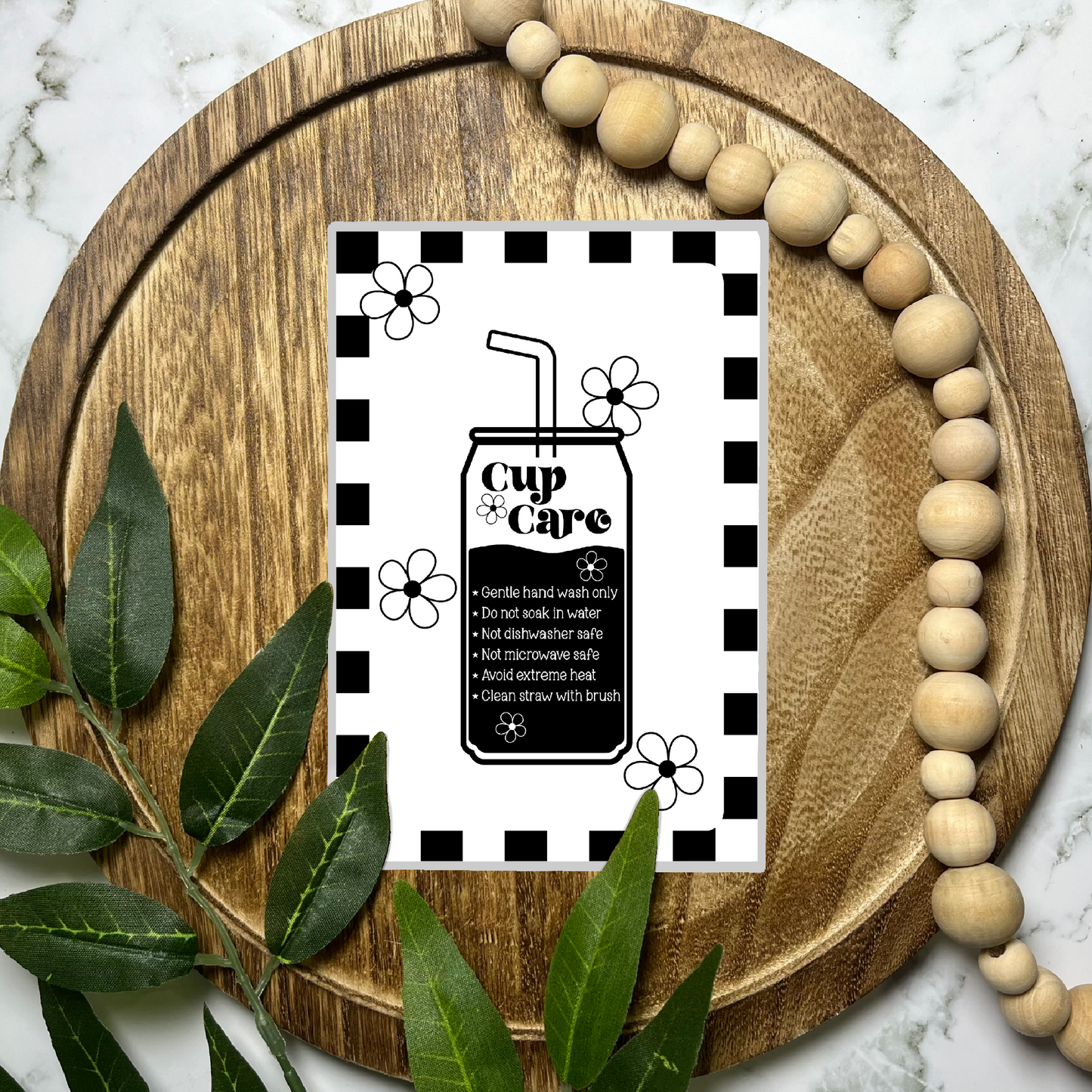 Cup Care Instructions (50 count-4x6 Stickers)
