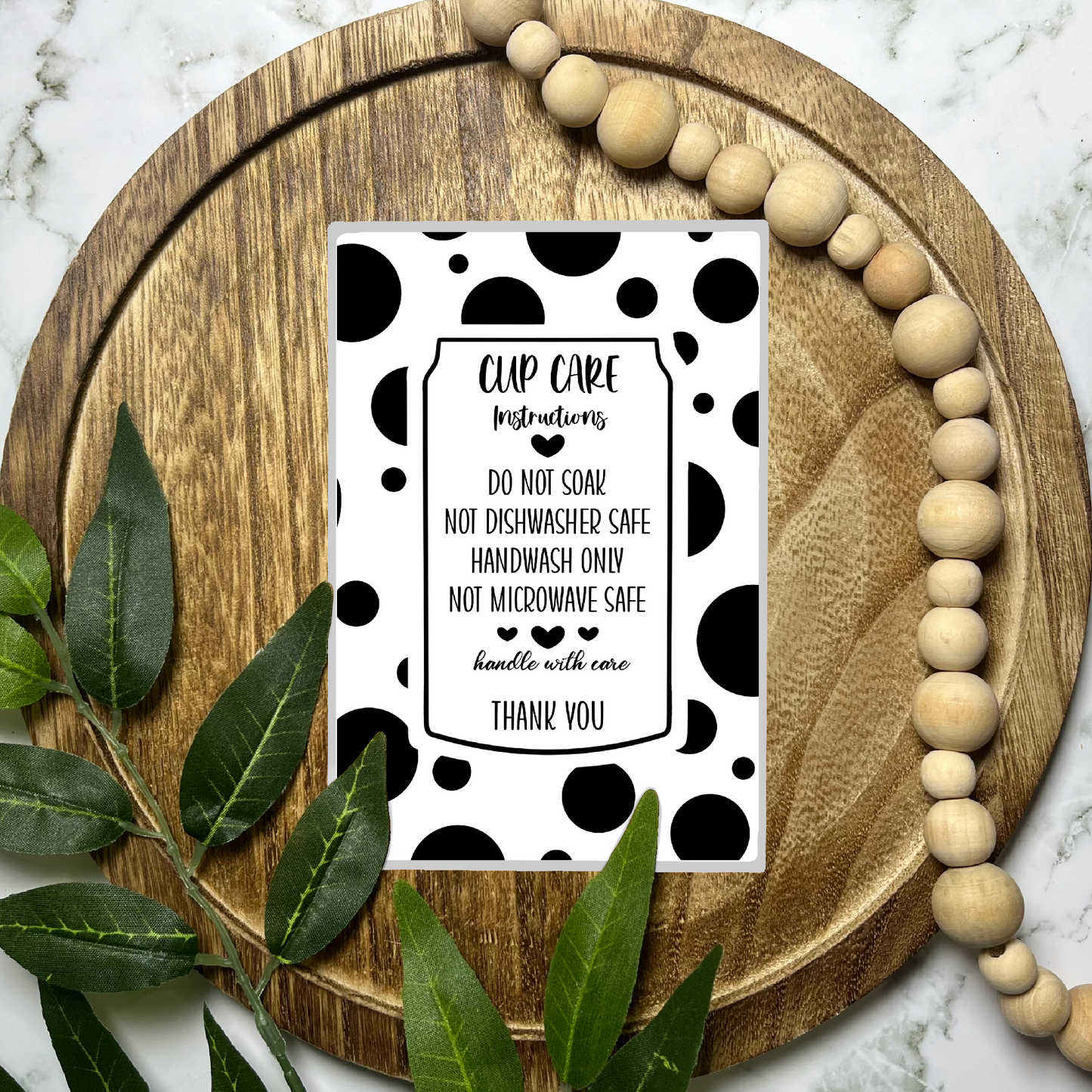 Cup Care Instructions (50 count-4x6 Stickers)