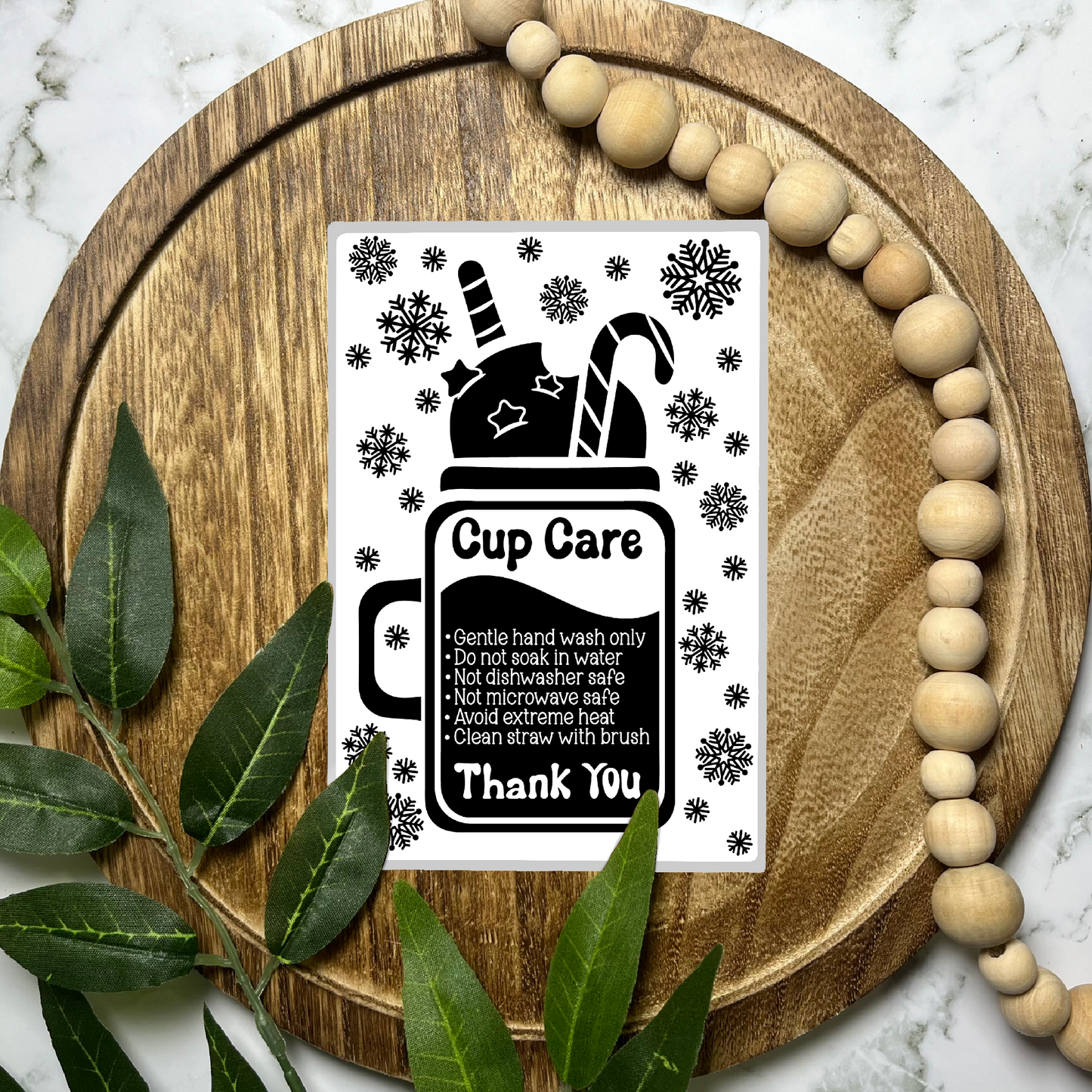 Winter Cup Care Instructions (50 count-4x6 Stickers)