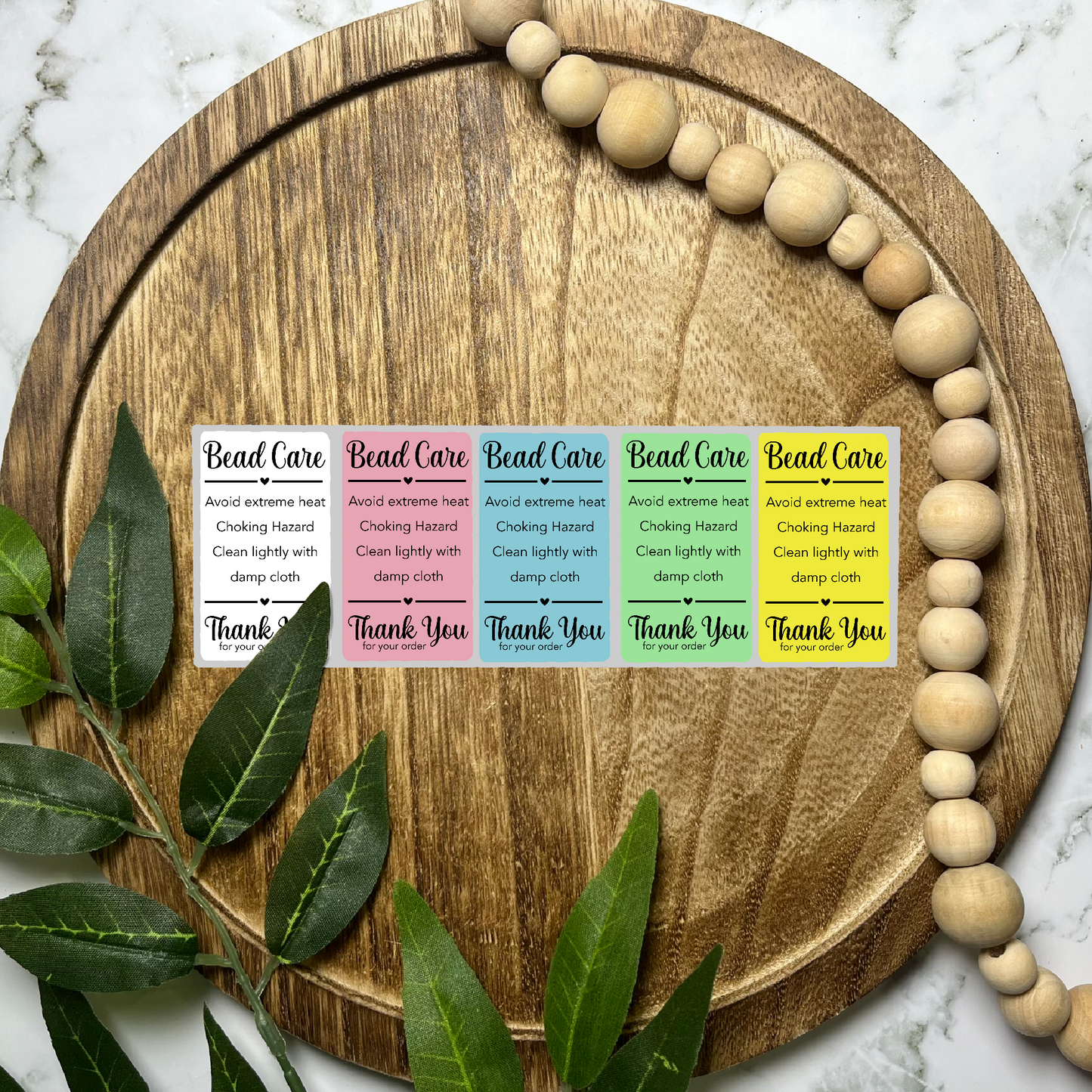 Bead Care Instructions (100 count-1.25x2.25 Stickers)