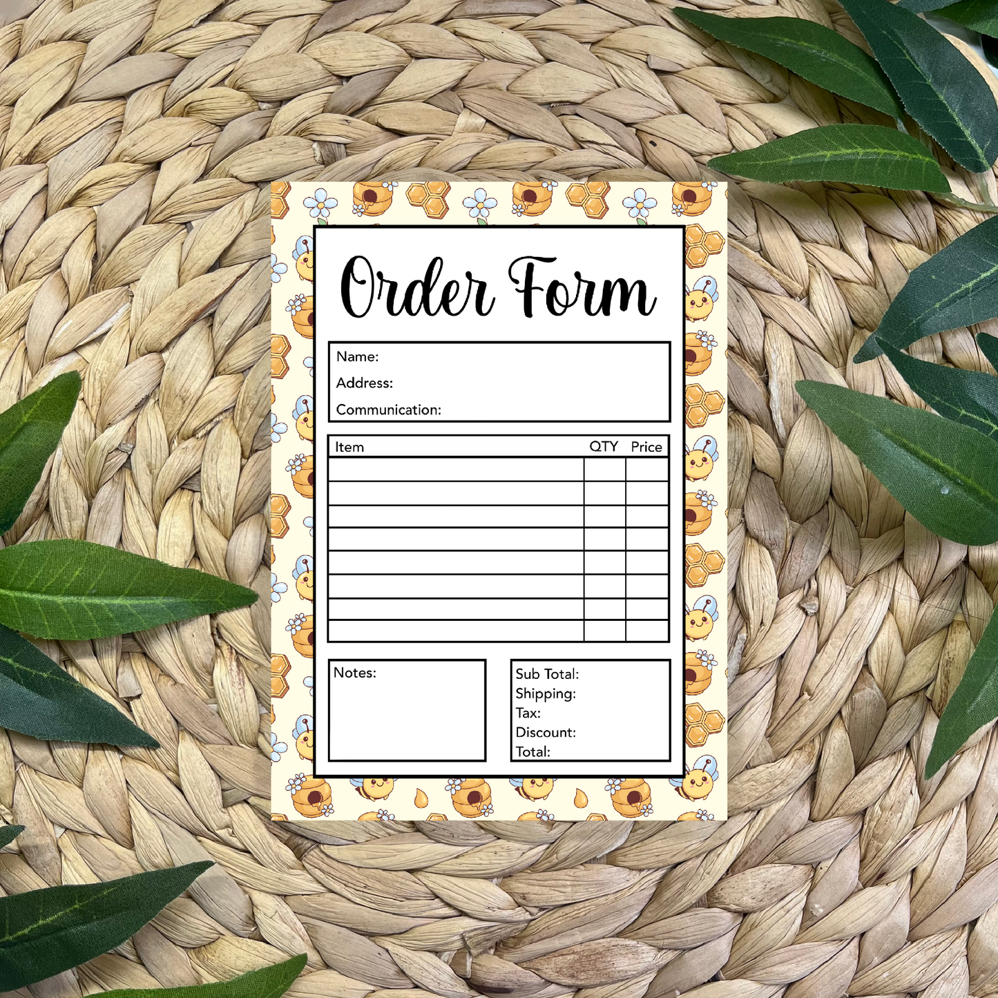 Bumble Bee Order Form Pad (50 pgs- 5x7 inches)