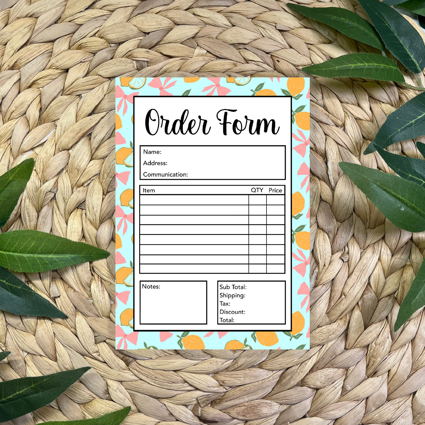 Lemon Order Form Pad (50 pgs- 5x7 inches)