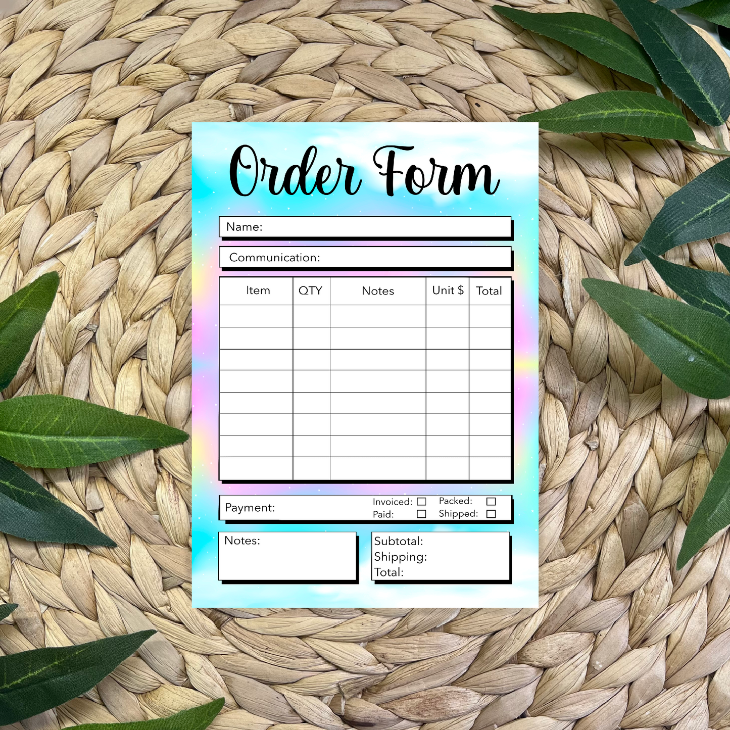Pretty Sky Order Form Pad