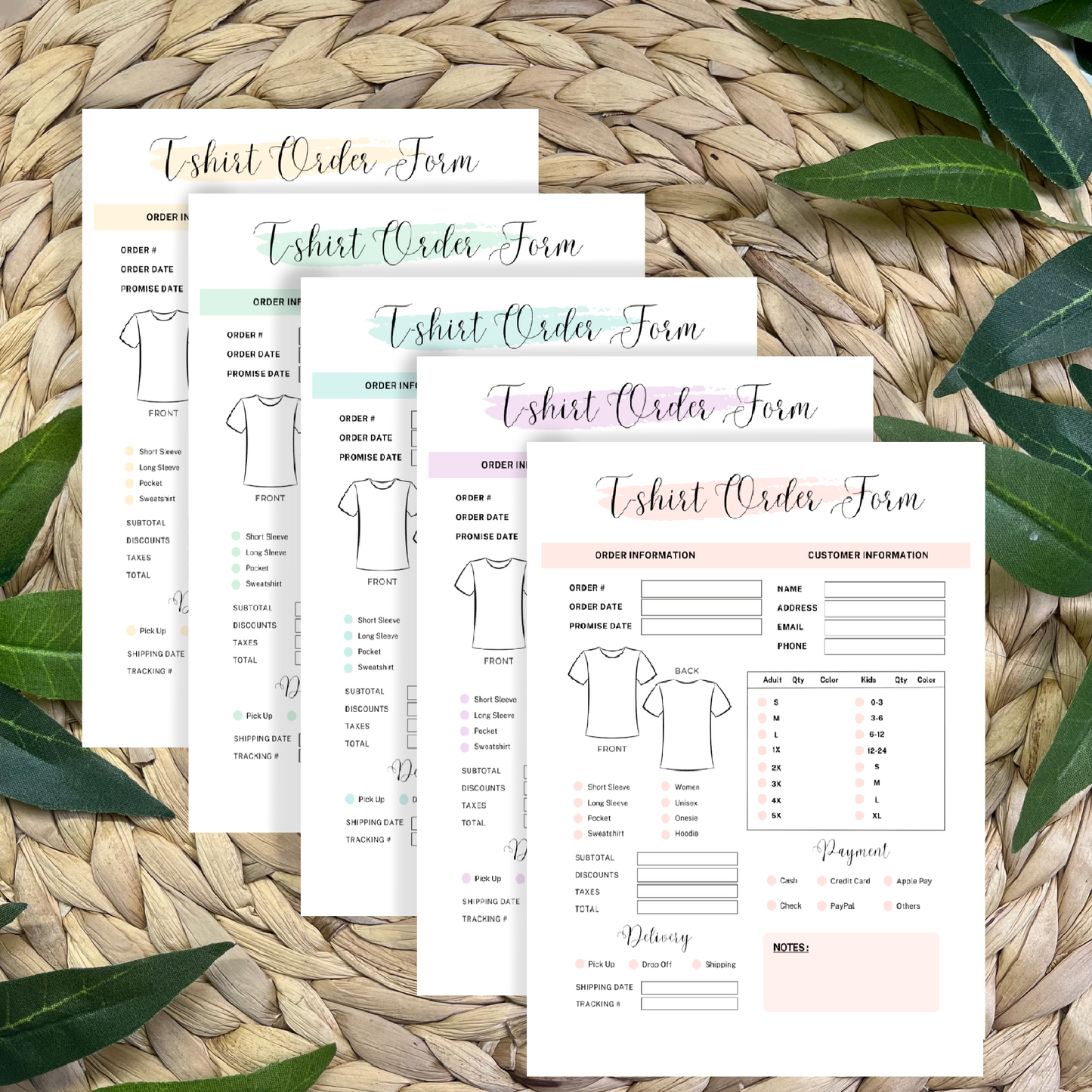 T-Shirt Order Form Pads