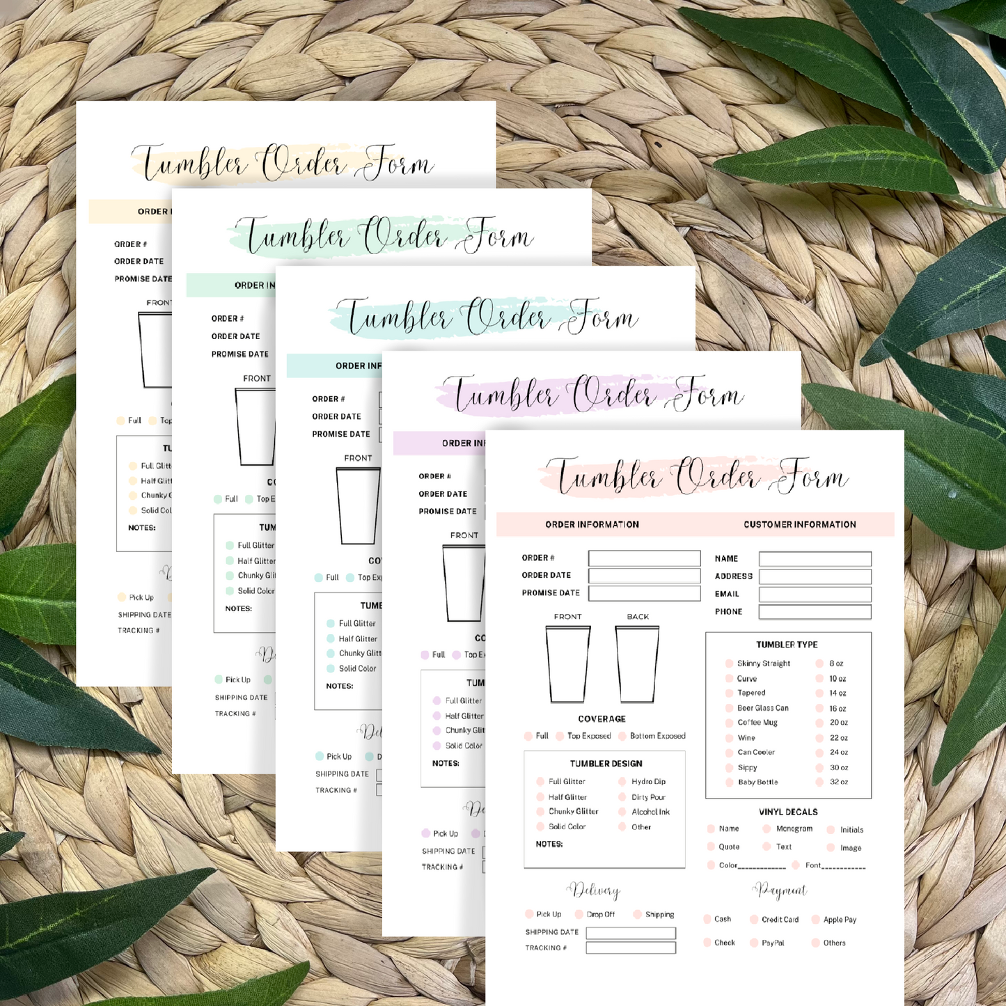 Tumbler Order Form Pads
