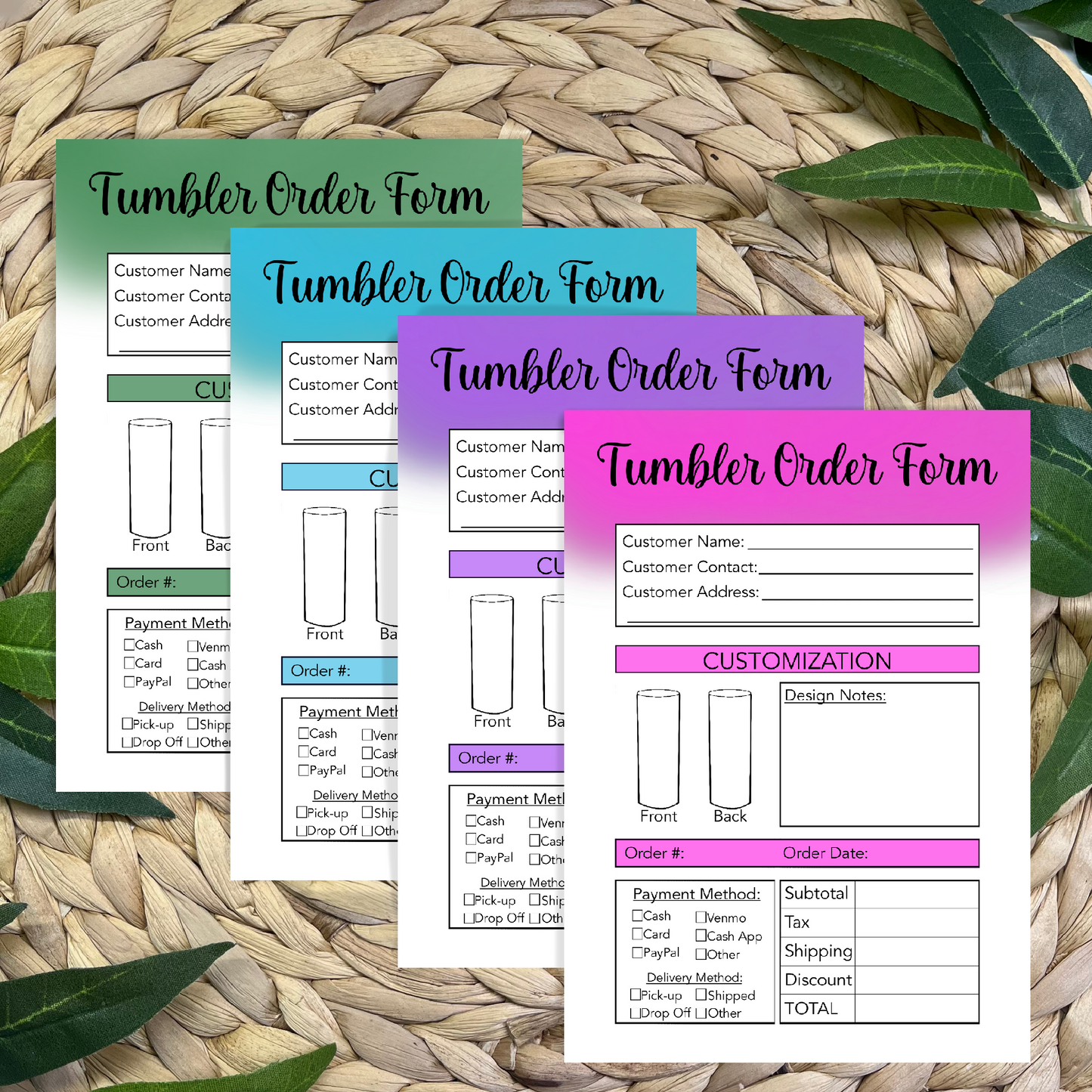 Tumbler Order Form Pads