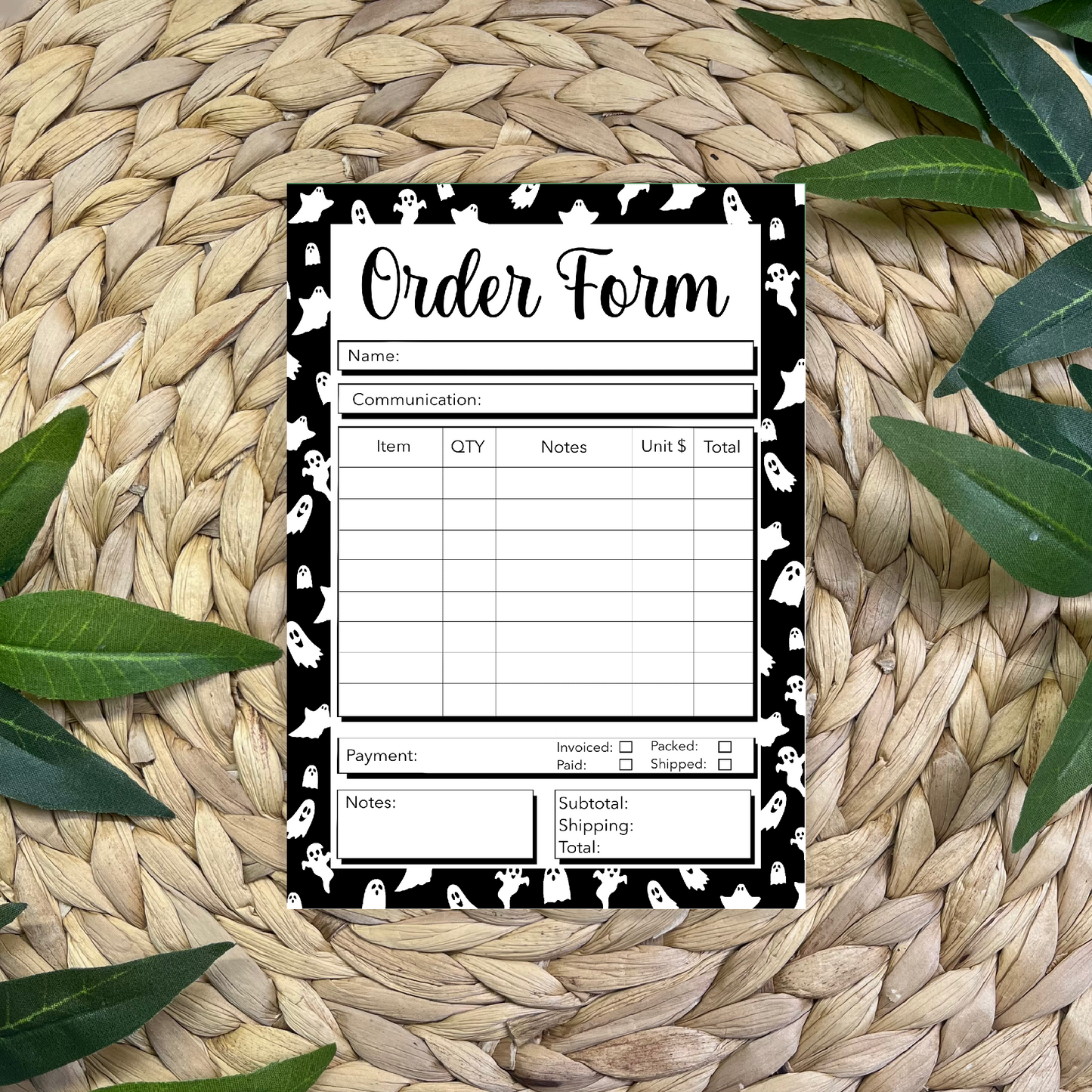Ghost Order Form Pad