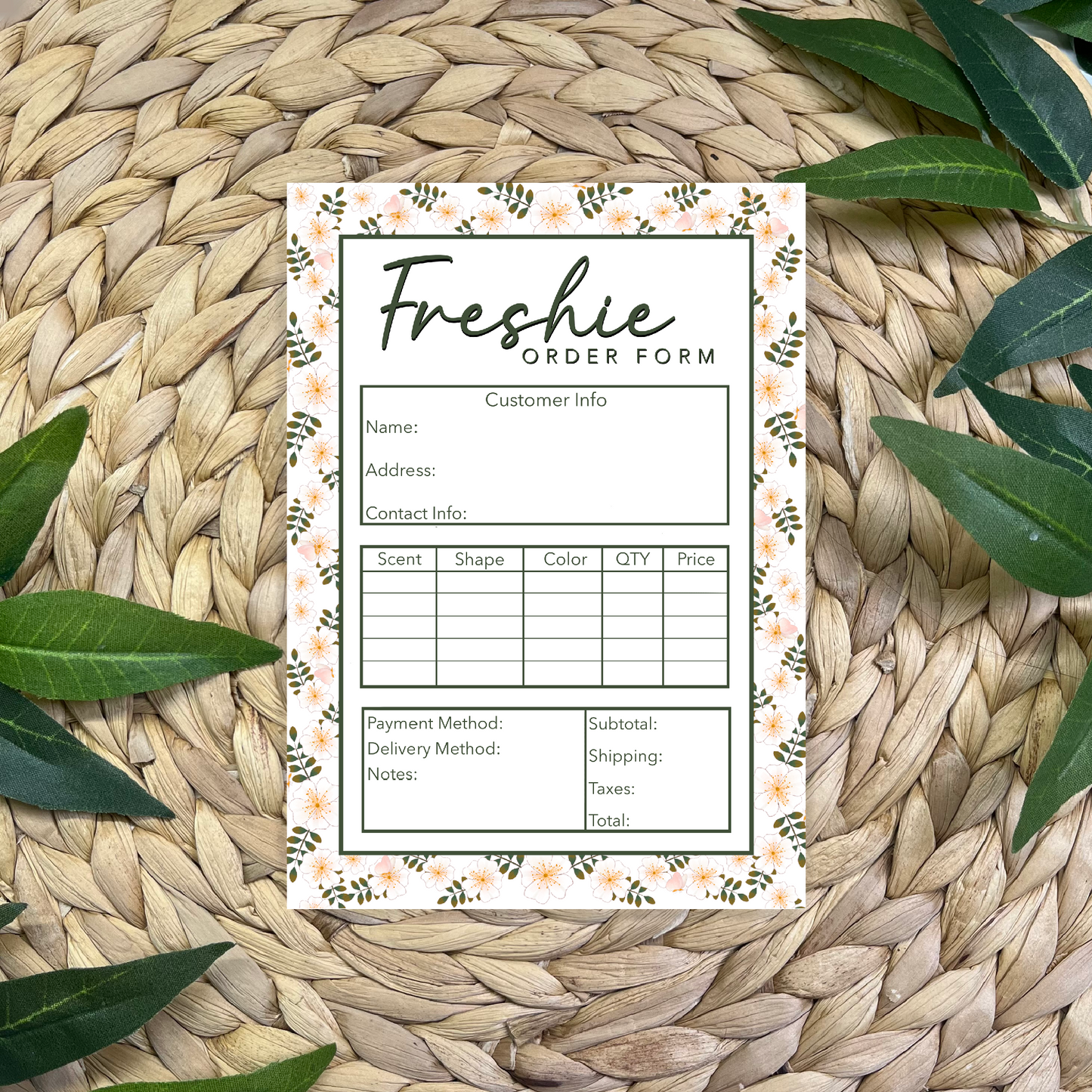 Freshie Order Form Pad