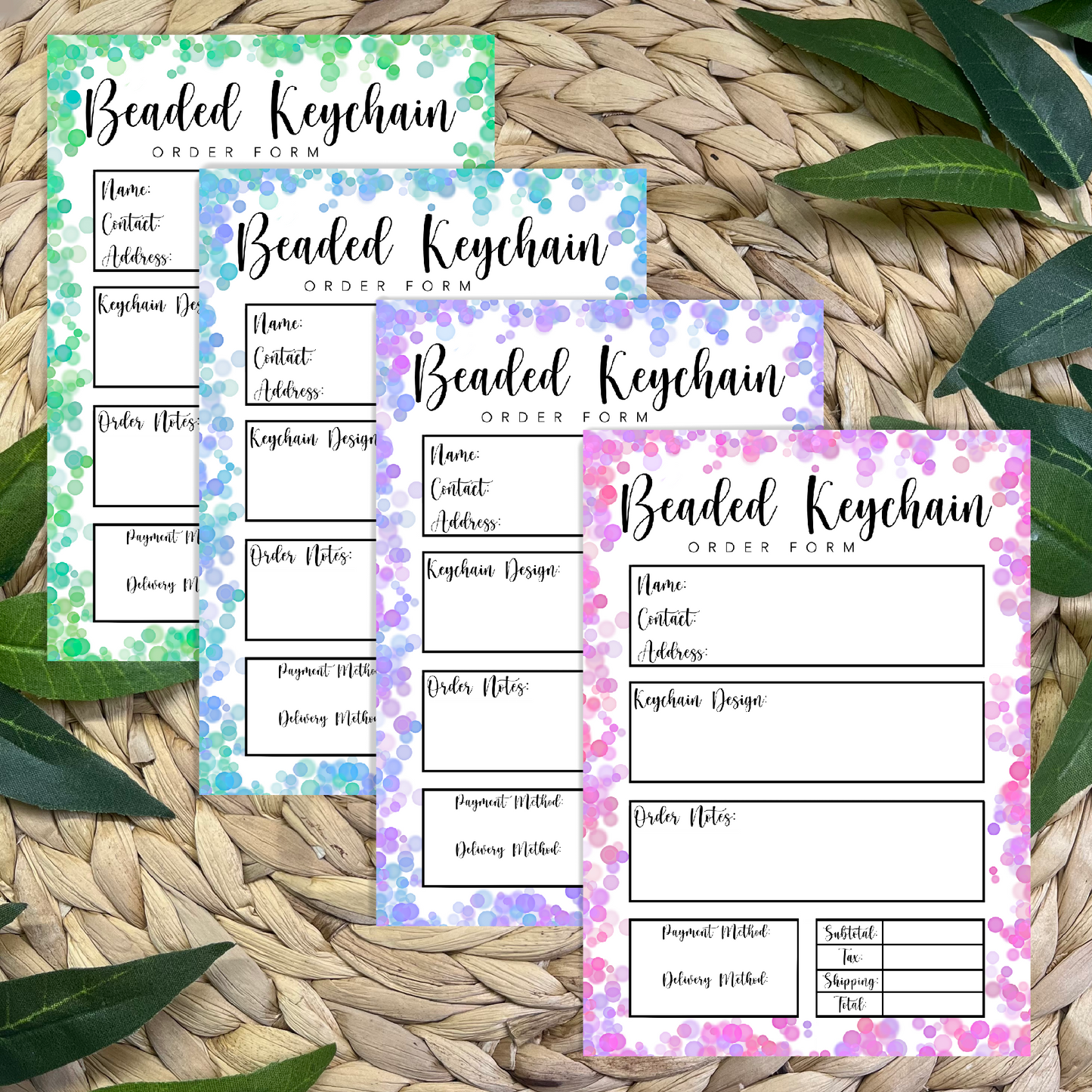 Beaded Keychain Order Form Pads