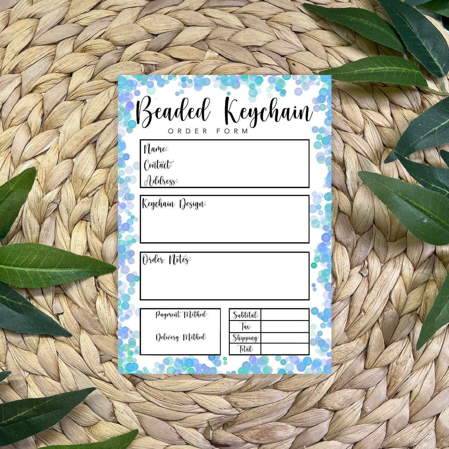 Beaded Keychain Order Form Pads