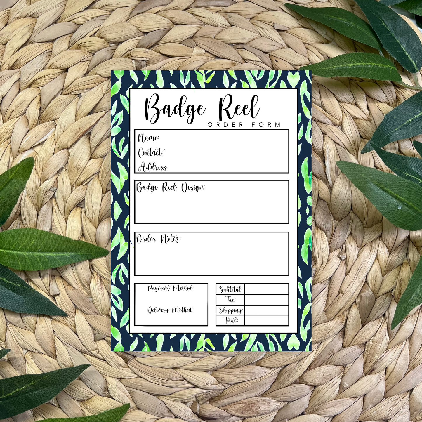 Badge Reel Order Form Pad
