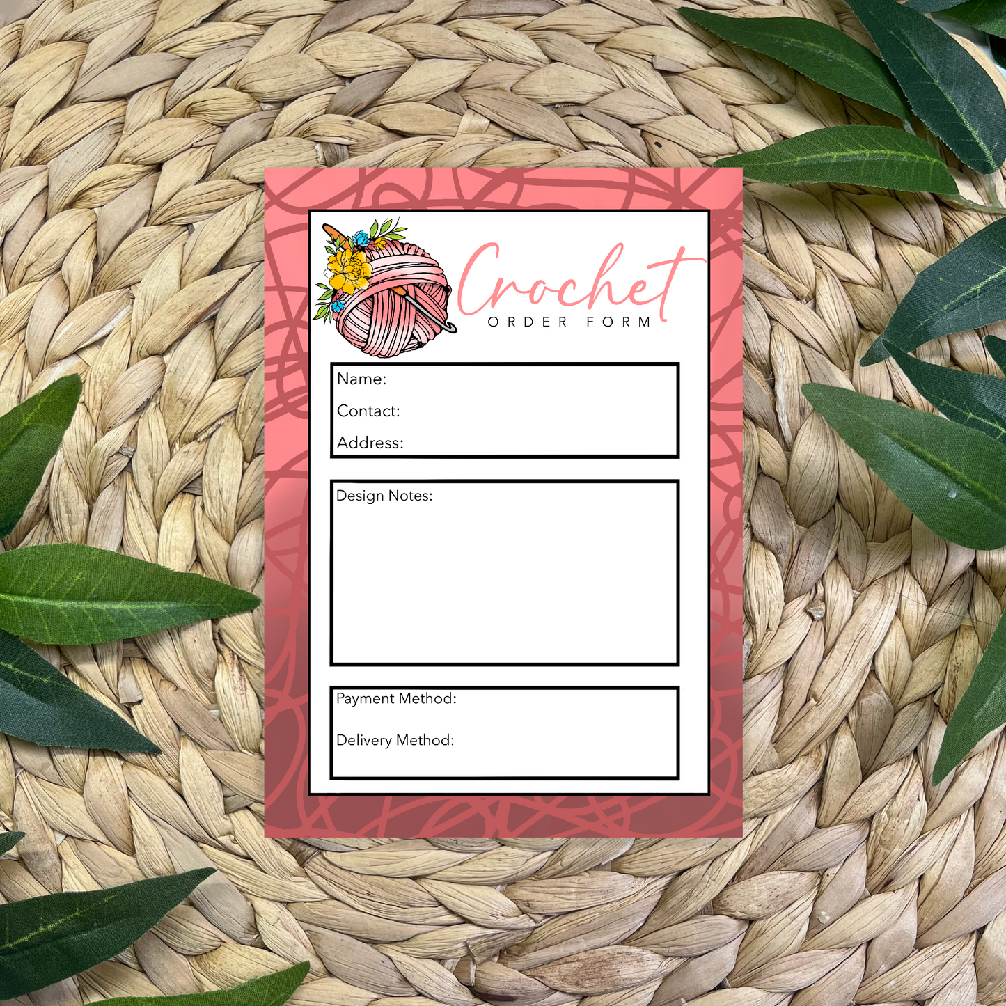 Crochet Order Form Pad