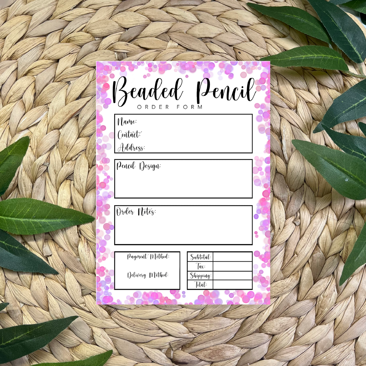 Beaded Pencil Order Form Pads