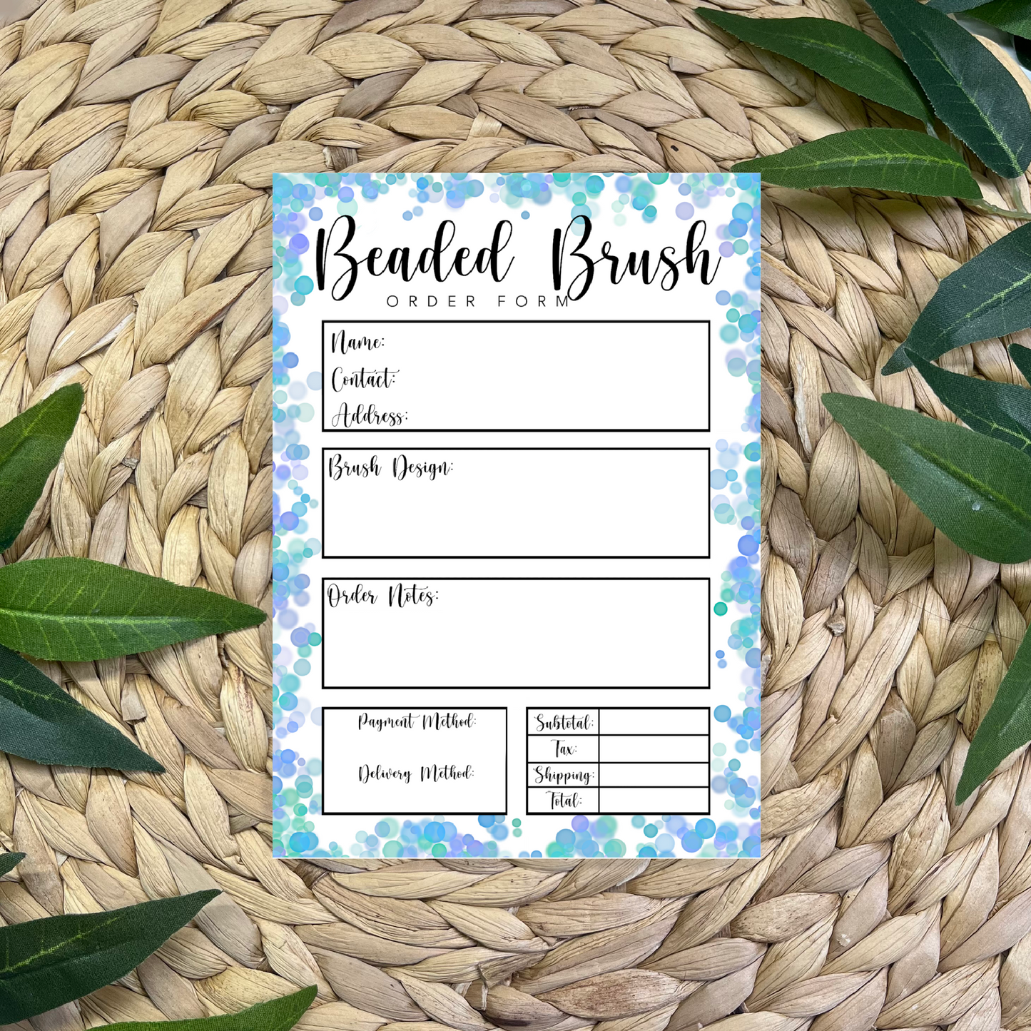 Beaded Brush Order Form Pads