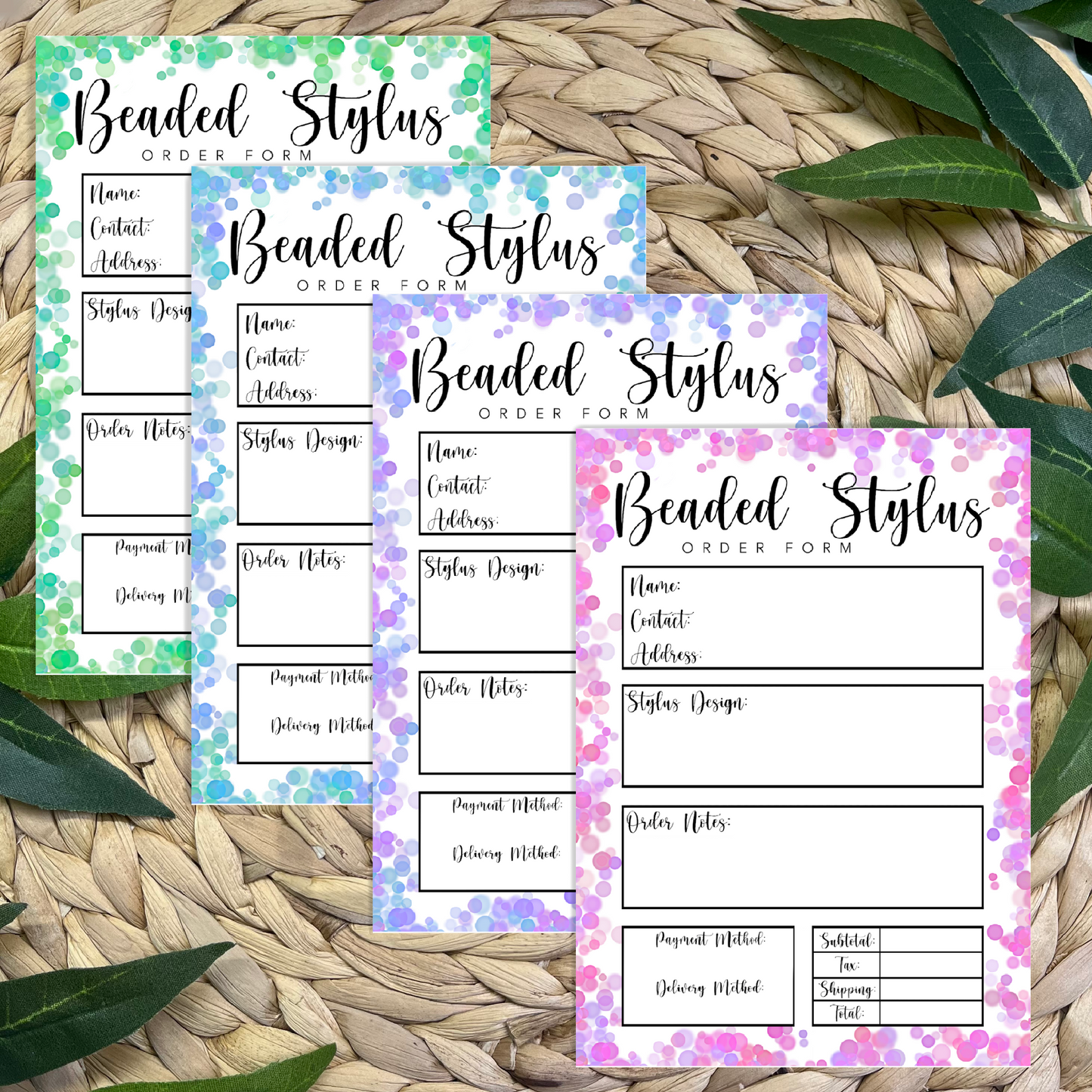 Beaded Stylus Order Form Pads