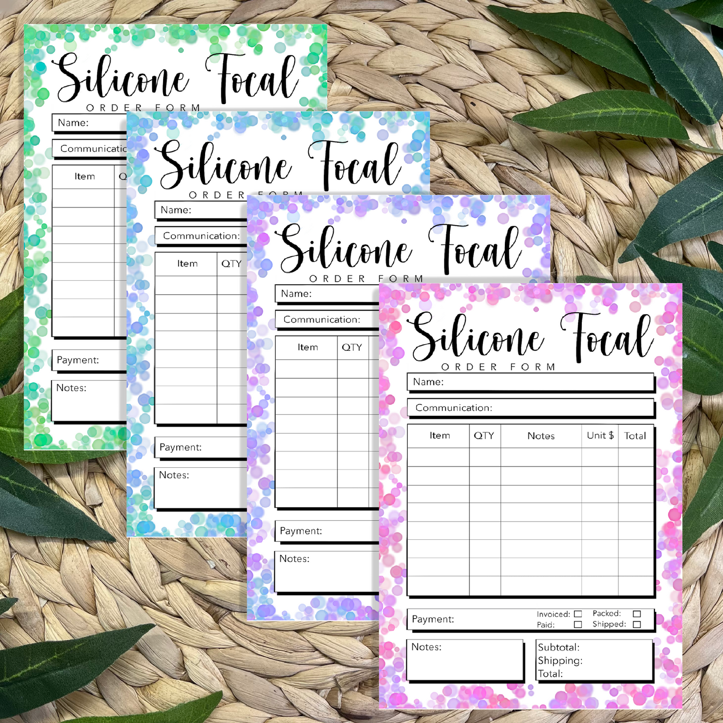 Silicone Focal Order Form Pads