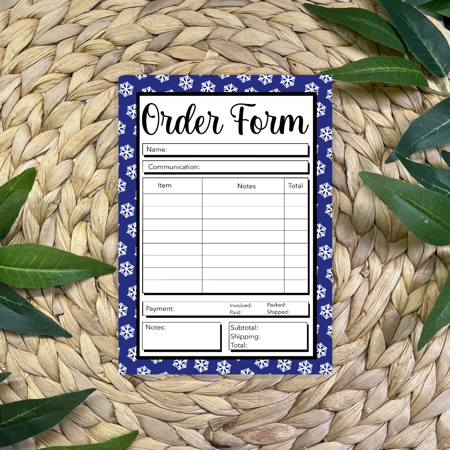 Snowflake Order Form Pad