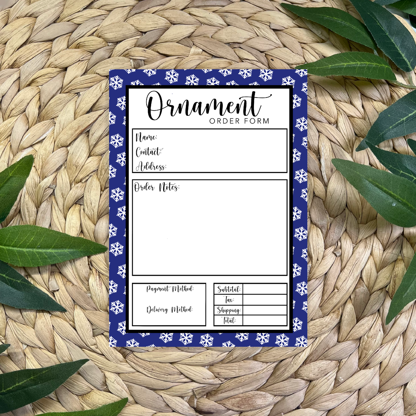 Snowflake Ornament Order Form Pad