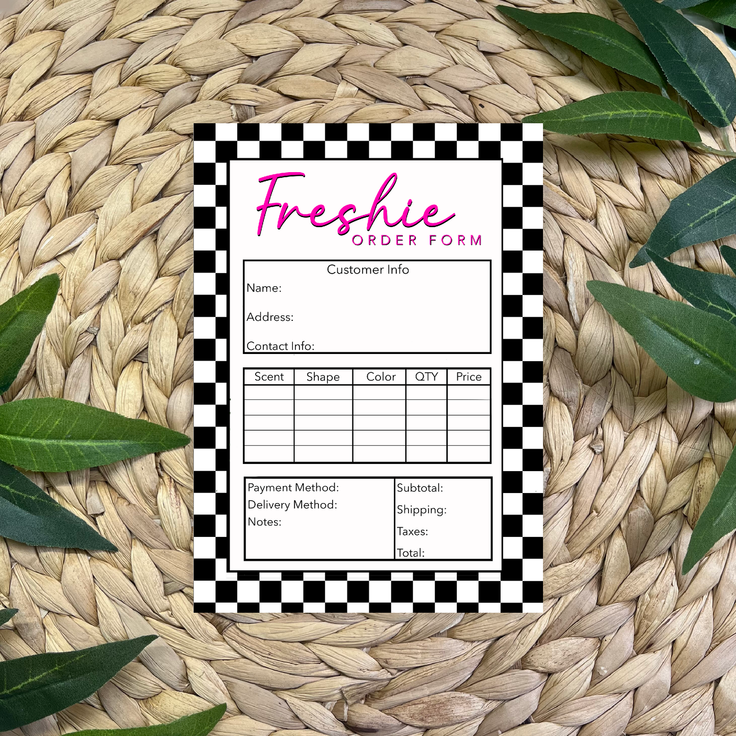 Checkered Freshie Order Form Pad