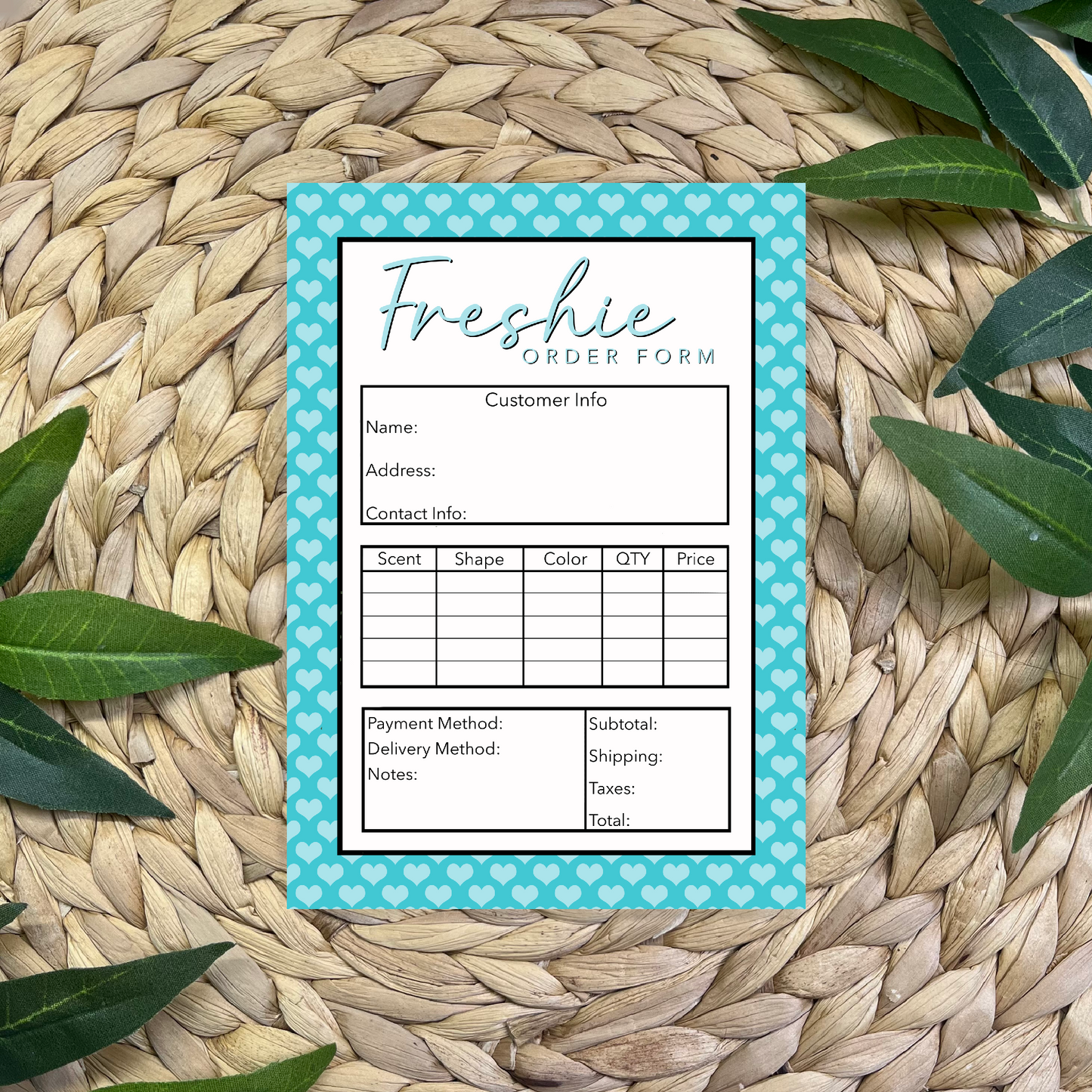Blue Heart Freshie Order Form Pad