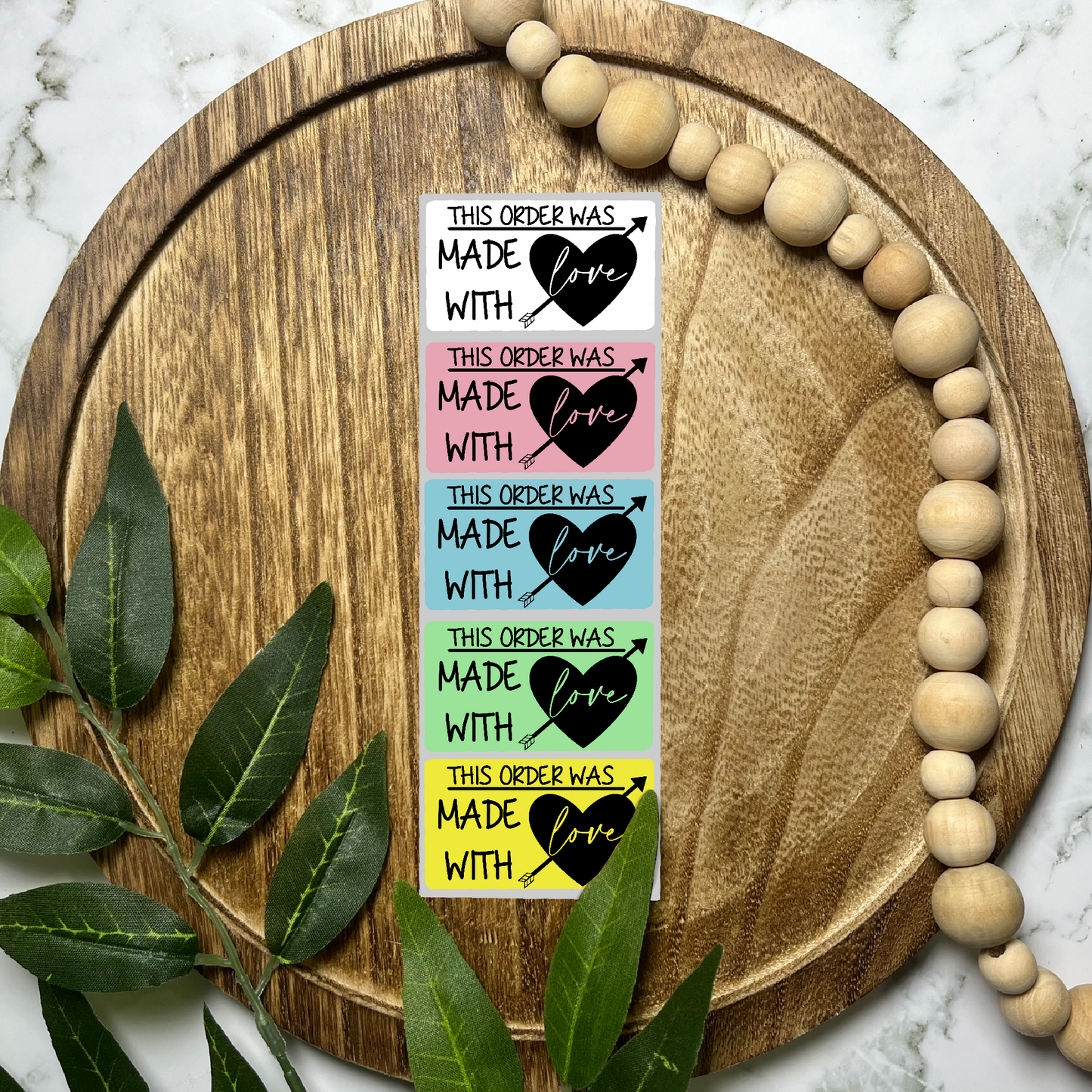 Made With Love Packaging Sticker (100 count-1.25x2.25 Stickers)