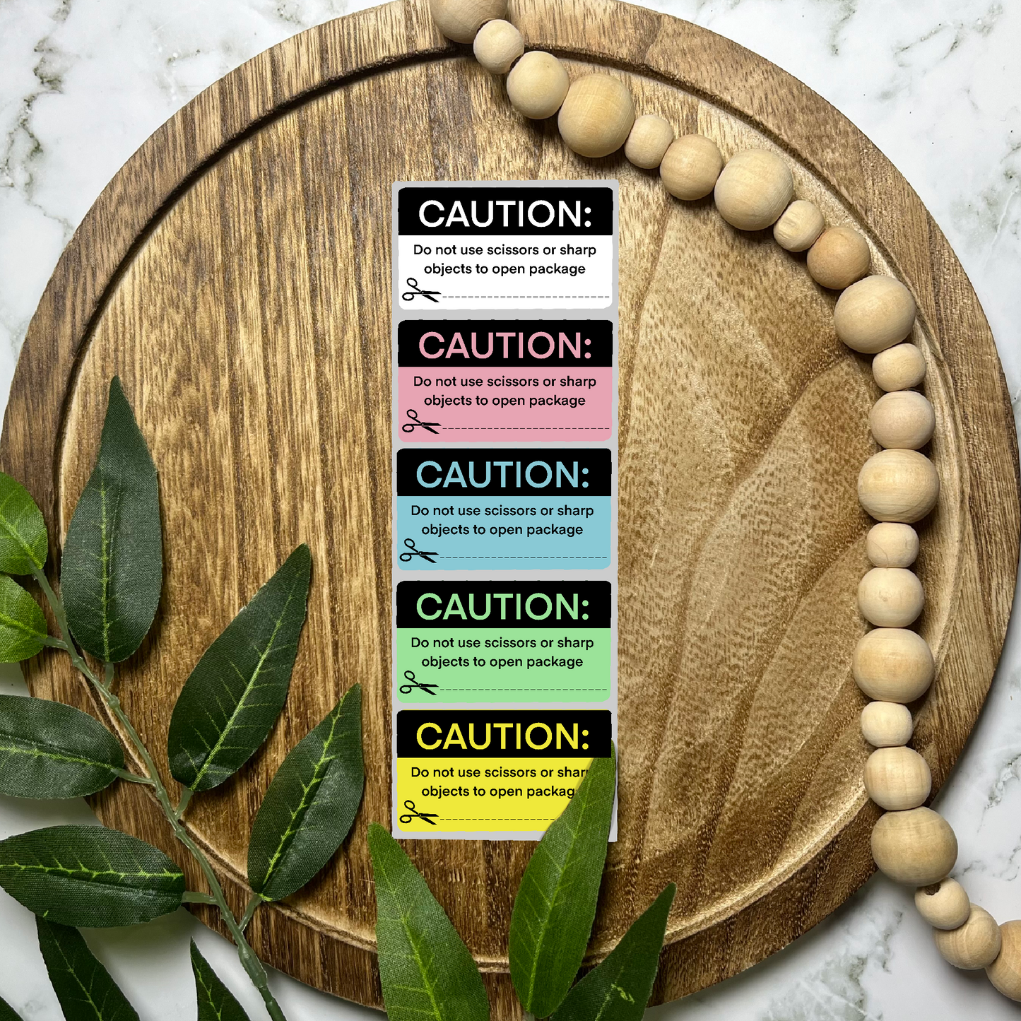 Caution Packaging Sticker (100 count-1.25x2.25 Stickers)
