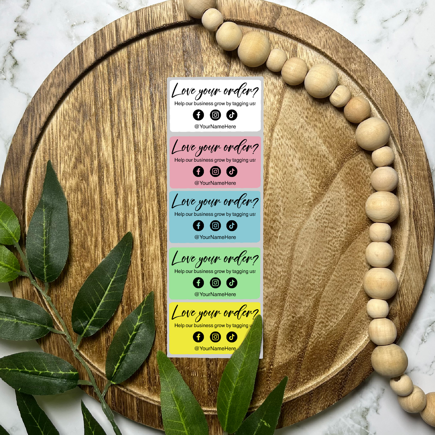 Personalizable Love Your Order Packaging Sticker (100 count-1.25x2.25 Stickers)