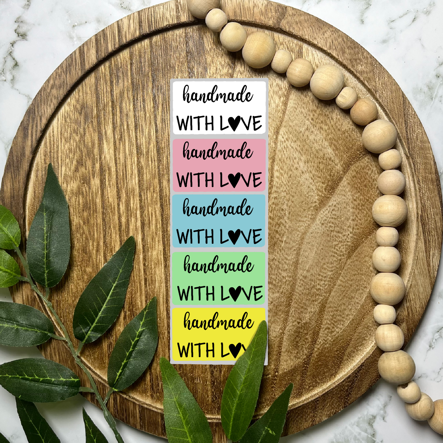 Handmade with Love Packaging Sticker (100 count-1.25x2.25 Stickers)