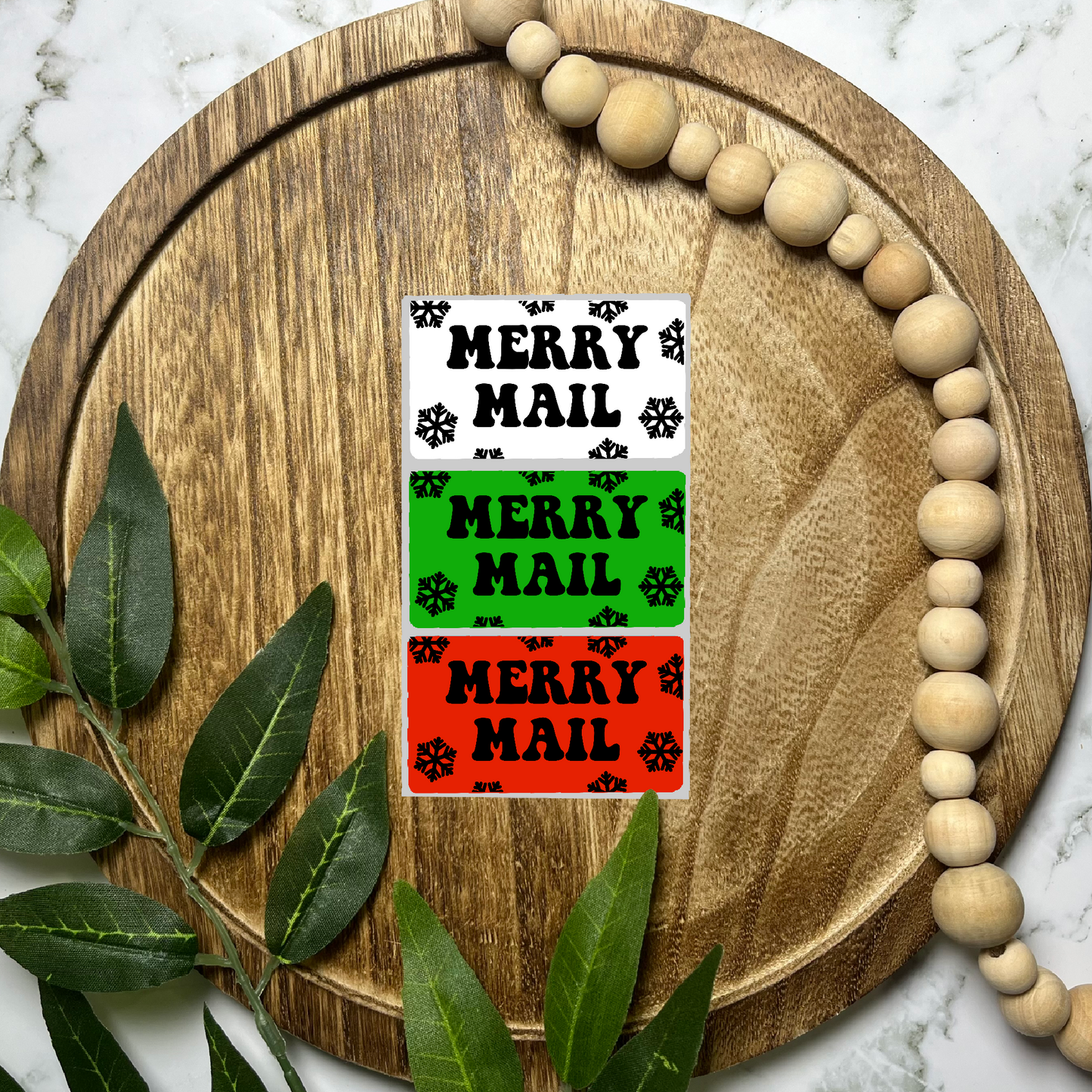 Merry Mail Packaging Sticker (100 count-1.25x2.25 Stickers)