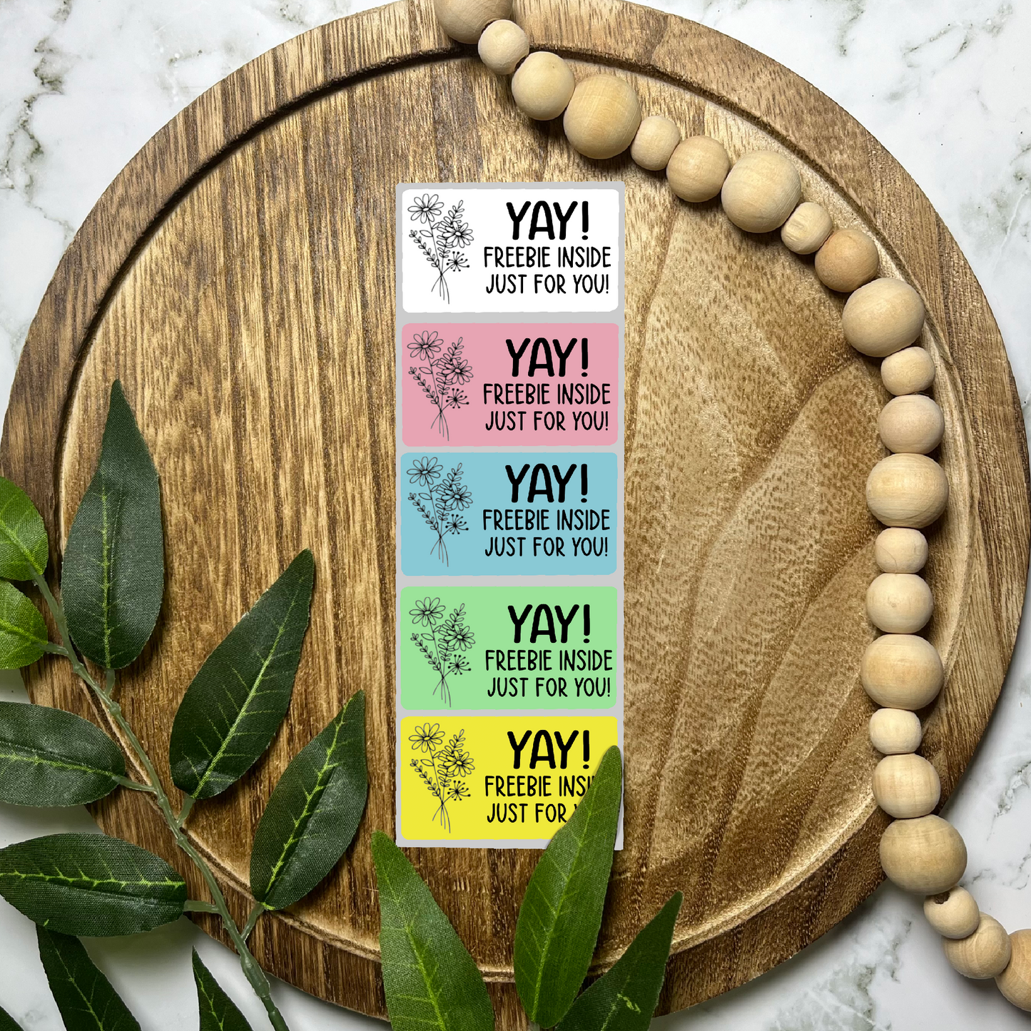 Yay Freebie Packaging Sticker (100 count-1.25x2.25 Stickers)