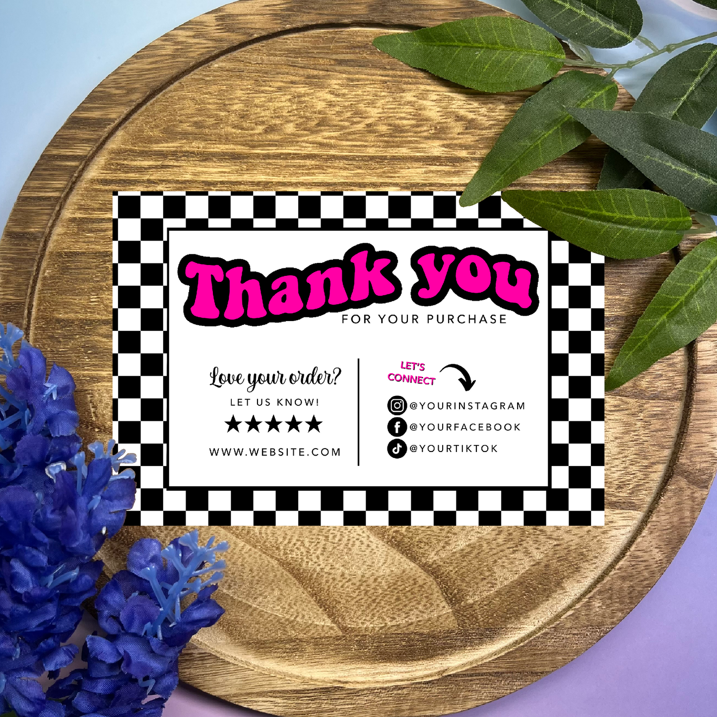 Personalizable Checkered Thank You Cards