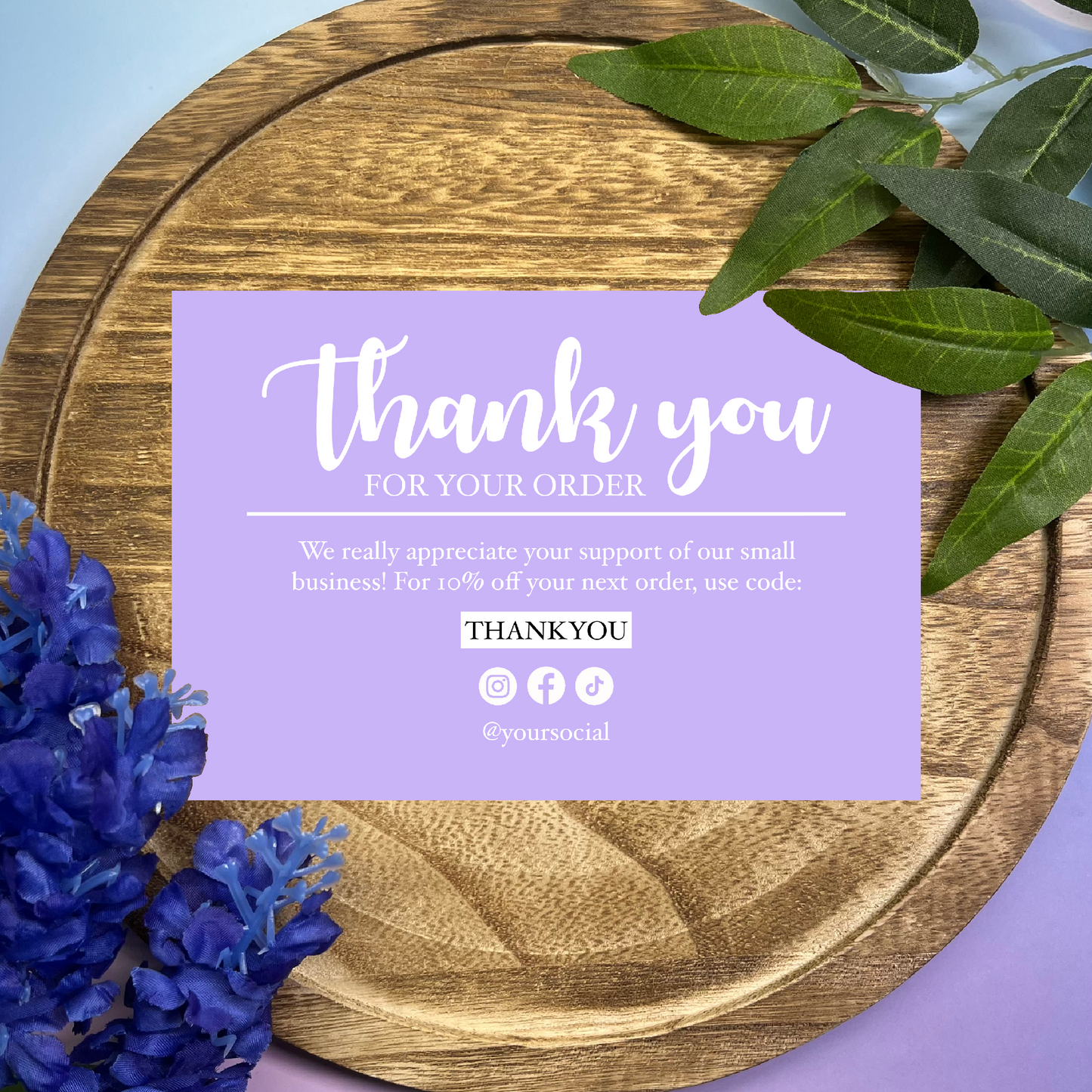 Personalizable Purple Thank You Cards