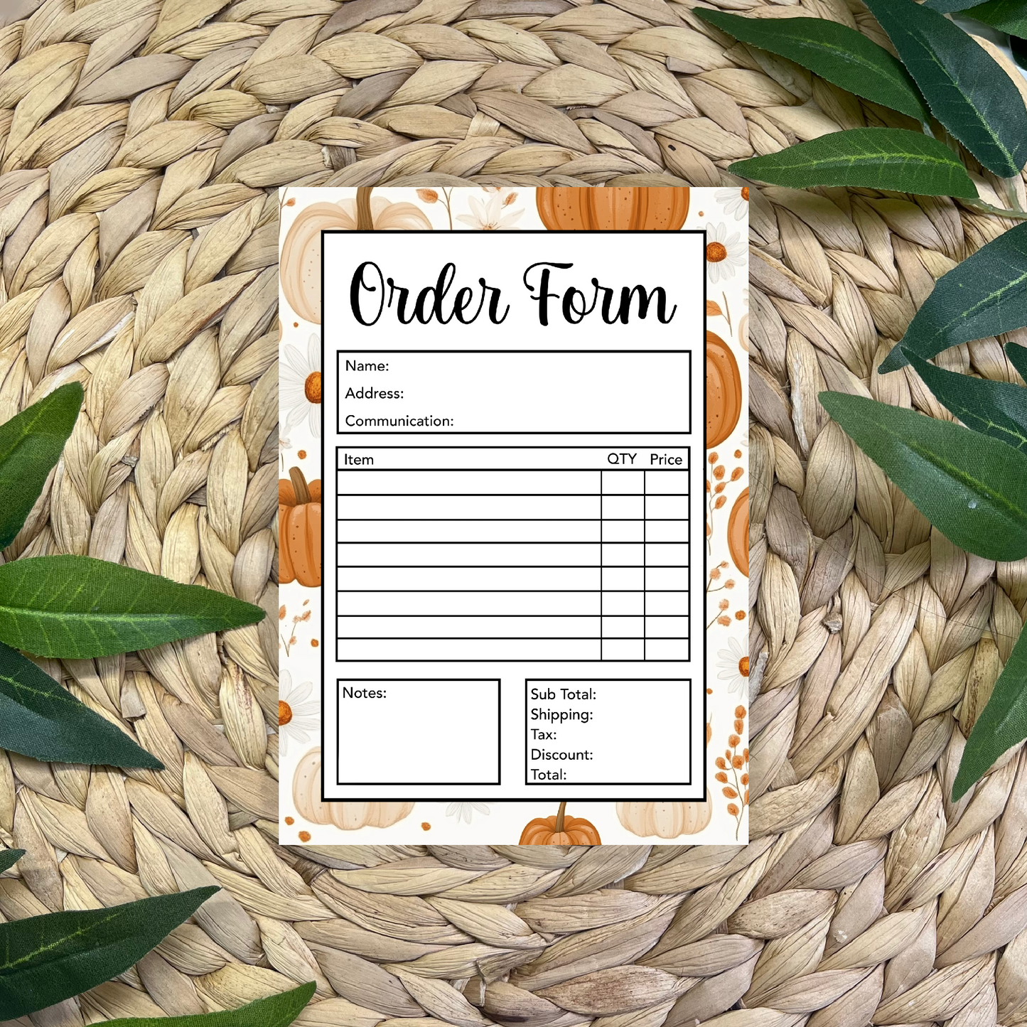 Fall Order Form Pad (50 pgs- 5x7 inches)