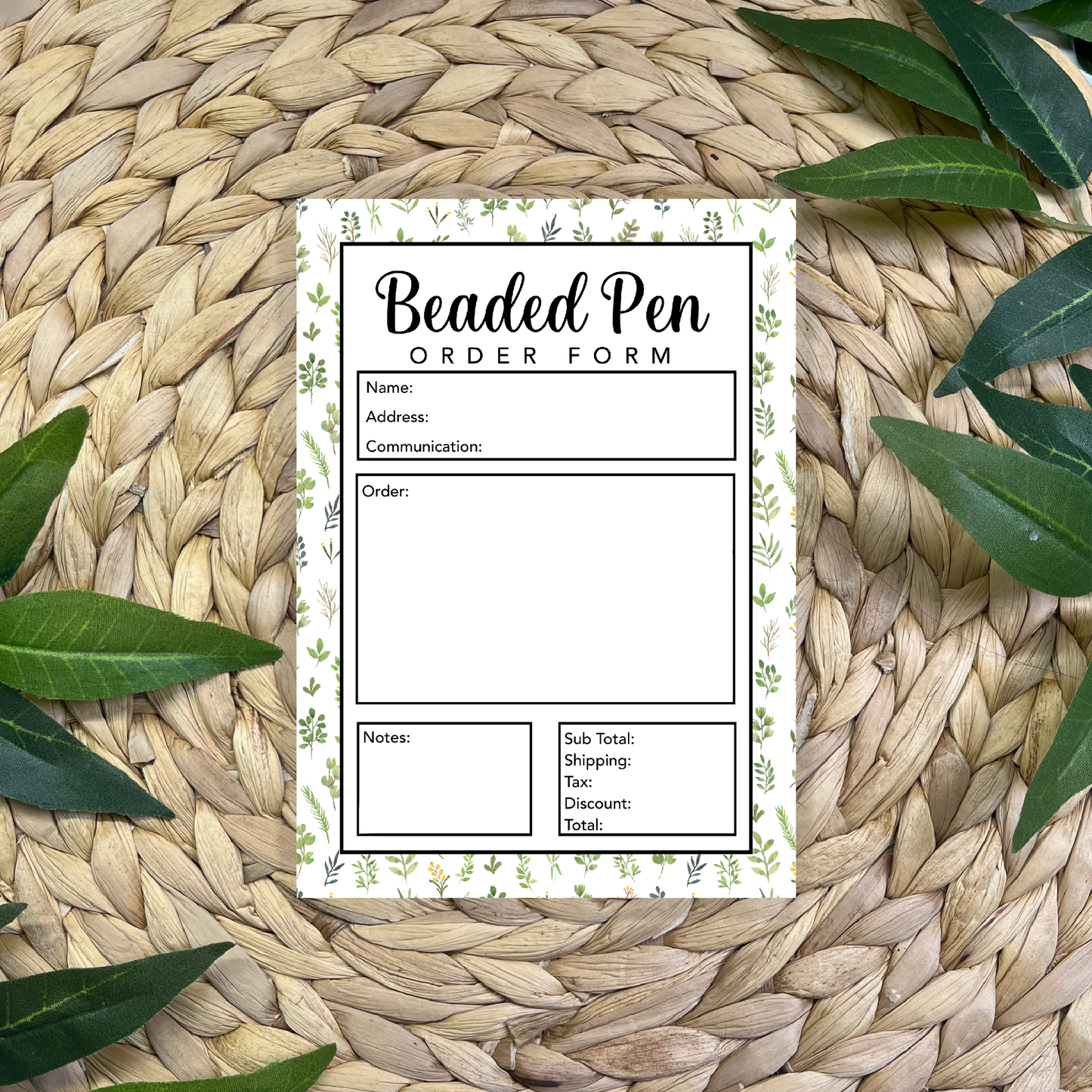 Beaded Pen Order Form Pad (50 pgs- 5x7 inches)
