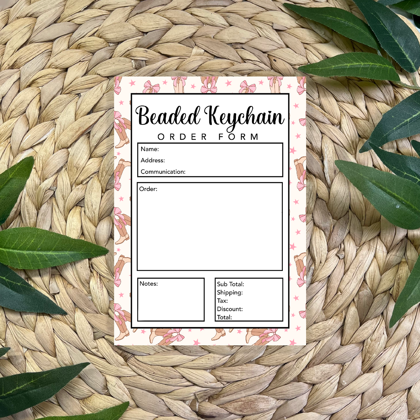 Beaded Keychain Order Form Pad (50 pgs- 5x7 inches)