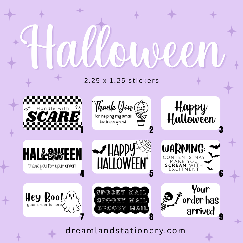 Halloween Packaging Stickers (100 count-1.25x2.25 Stickers)