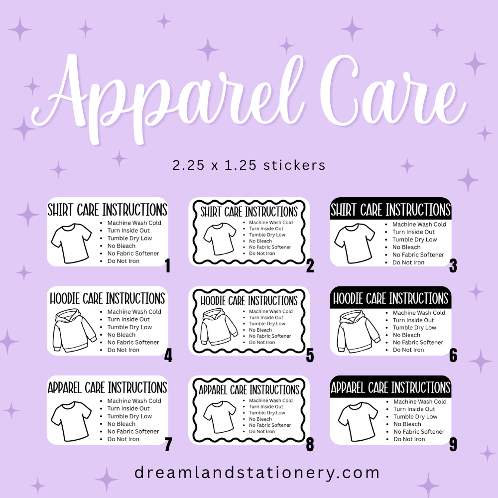 Apparel Care Instructions (100 count-1.25x2.25 Stickers)