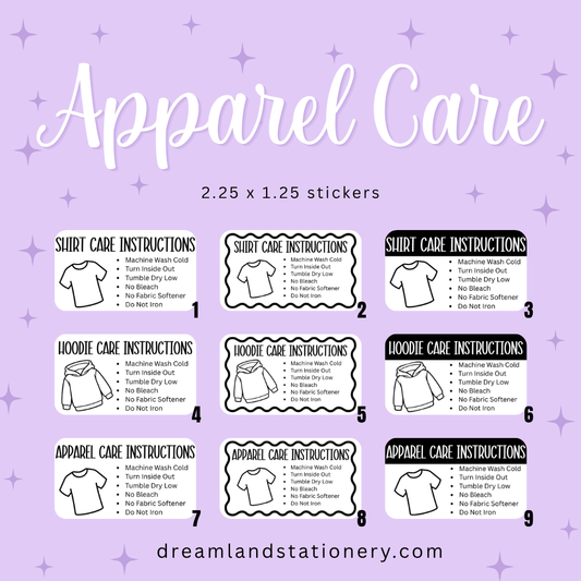 Apparel Care Instructions (100 count-1.25x2.25 Stickers)