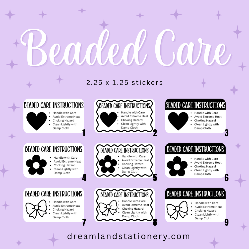 Beaded Care Instructions (100 count-1.25x2.25 Stickers)