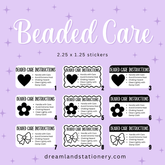 Beaded Care Instructions (100 count-1.25x2.25 Stickers)