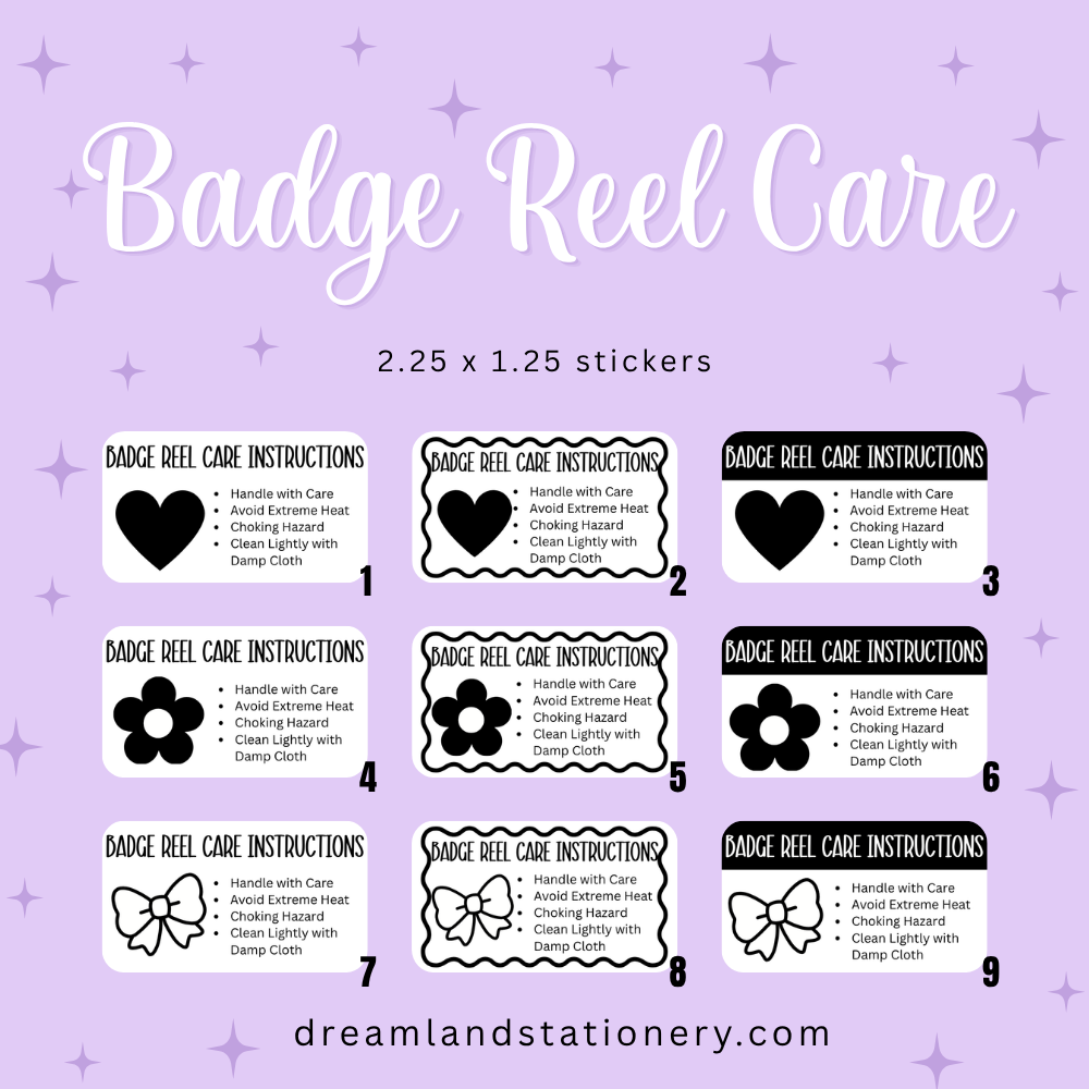 Badge Reel Care Instructions (100 count-1.25x2.25 Stickers)