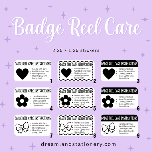 Badge Reel Care Instructions (100 count-1.25x2.25 Stickers)