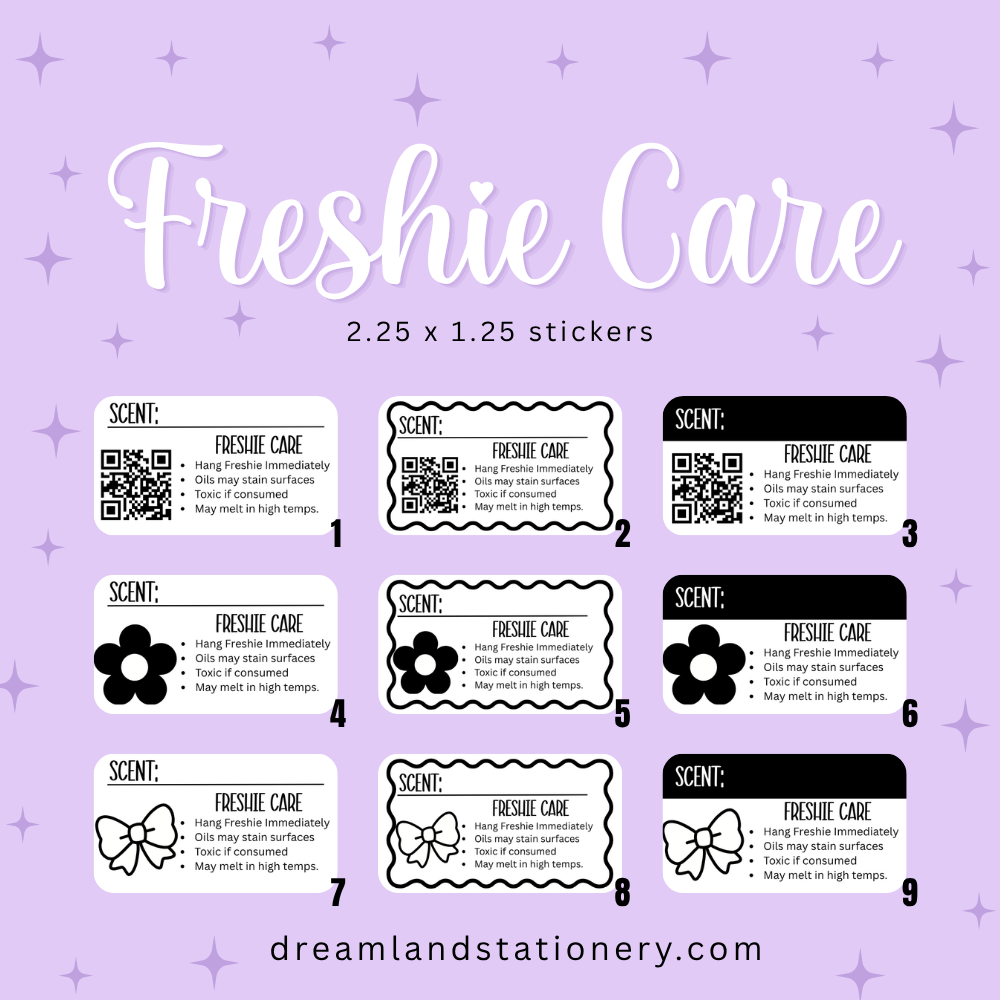 Freshie Care Instructions (100 count-1.25x2.25 Stickers)