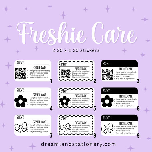 Freshie Care Instructions (100 count-1.25x2.25 Stickers)