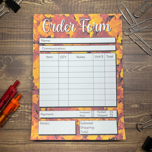 Fall Leaf Order Form Memo Pad