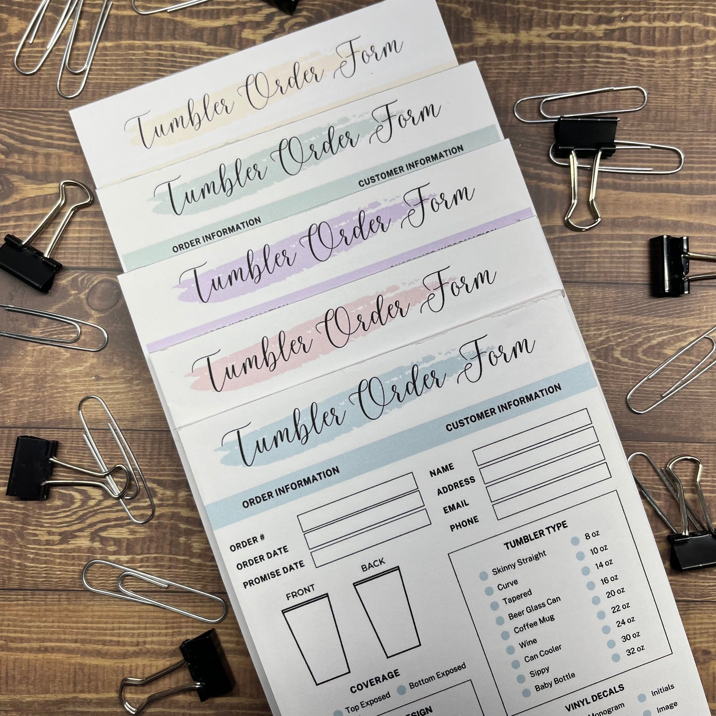 Tapered Tumbler Order Form Memo Pad