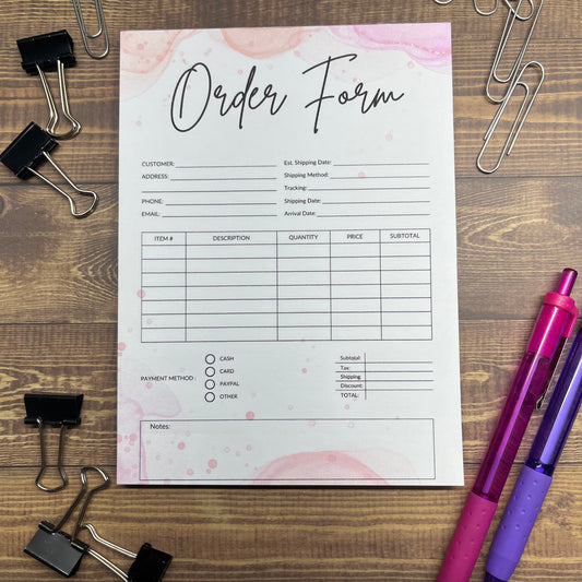 Pink Wave Order Form Memo Pad